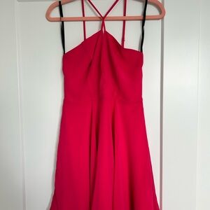Elegant Red Halter Dress